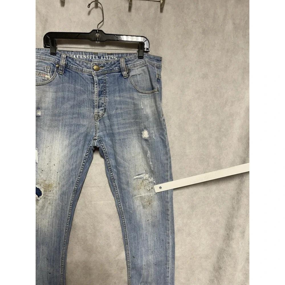 Diesel X Adidas Jeans Men 36X31 Blue Italy ADI-LARKEE Distressed Denim Straight